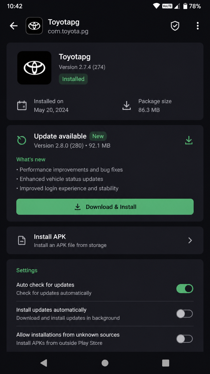 Toyotapg screenshot