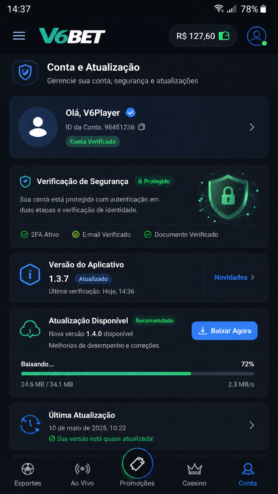 v6bet screenshot