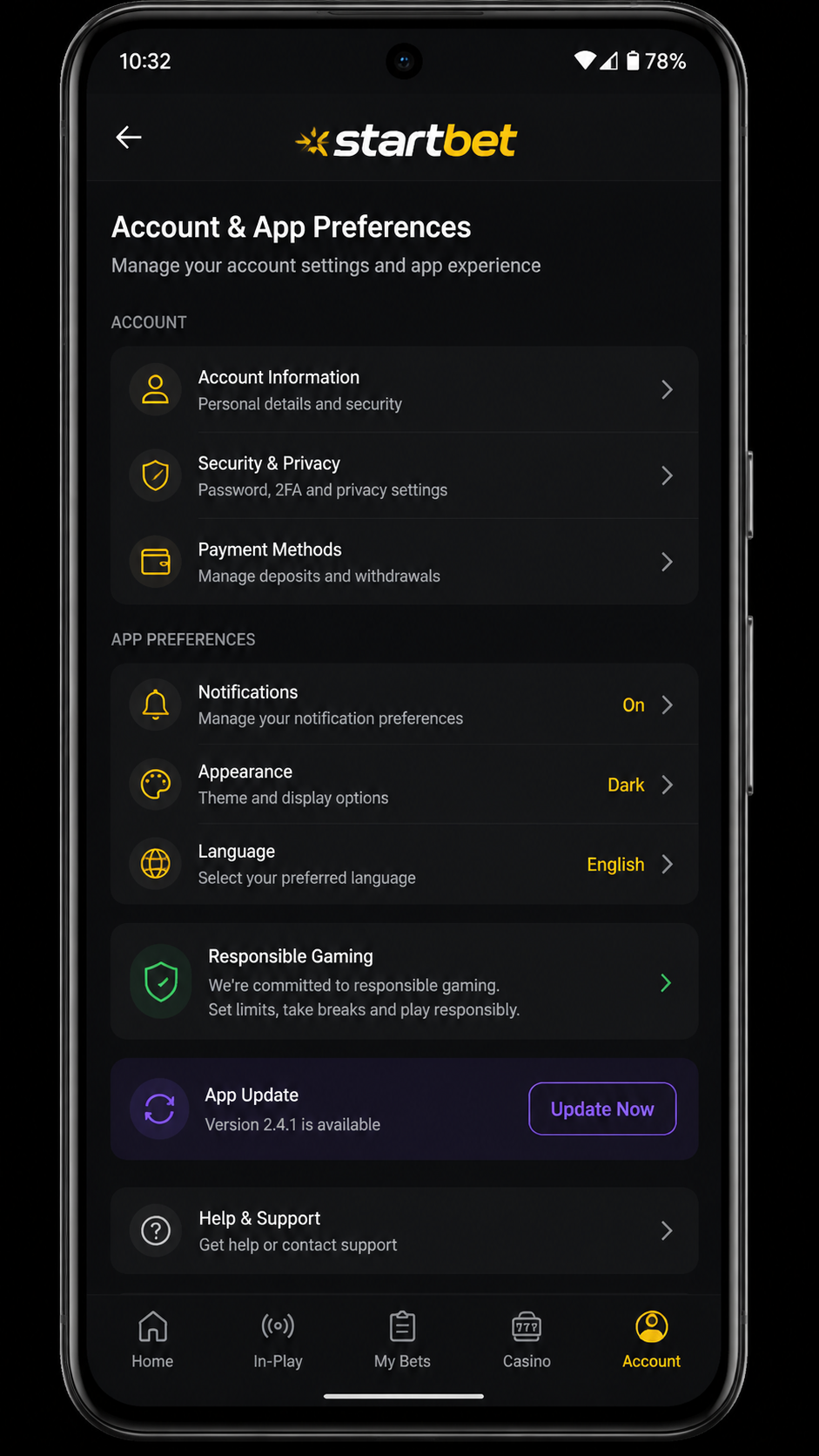 Startbet screenshot